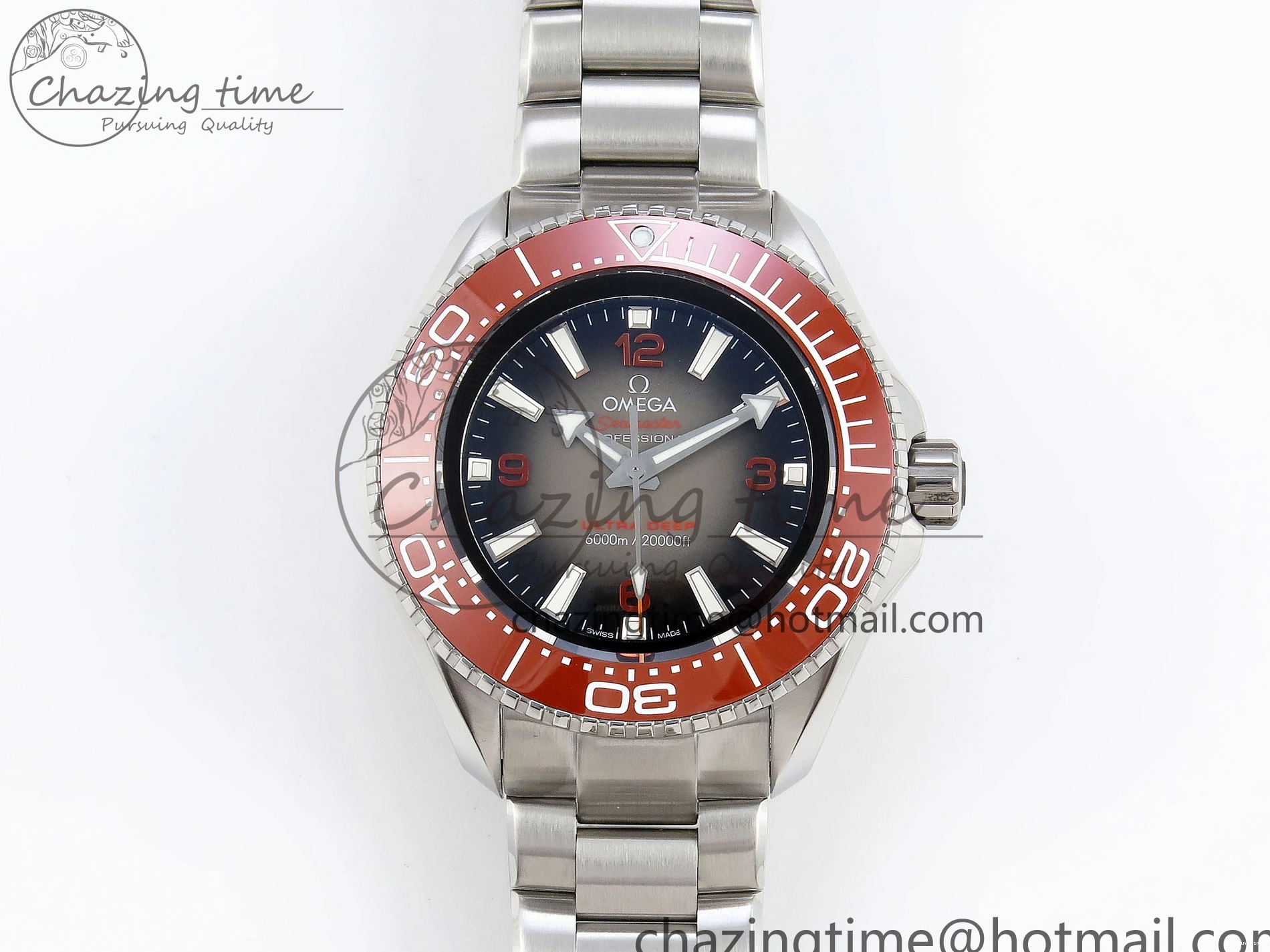 0219 SEAMASTER PLANET OCEAN 6000M ULTRA DEEP 45.5MM SS TF 1:1 BEST EDITION GRAY DIAL ORANGE BEZEL ON SS BRACELET A WellDesigned 7757